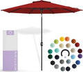 Midtown Umbrellas Sunbrella Umbrella 9 Feet Outdoor Umbrella With Red Acrylic Fabric - Auto-Tilt Aluminum Frame Patio Umbrella For Backyard, Deck, Garden, Pool - Black Pole