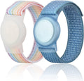 Kids Wristband Compatible with Apple AirTag, Protective Case for Air Tag GPS Tracker Holder with Nylon Bracelet, Adjustable Anti Lost Watch Band for Toddler Child Elder(Rainbow A & Blue)