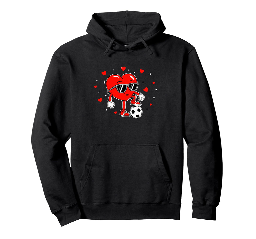 Soccer Playing Heart Character Hoodie - Unique Graphic for Adults