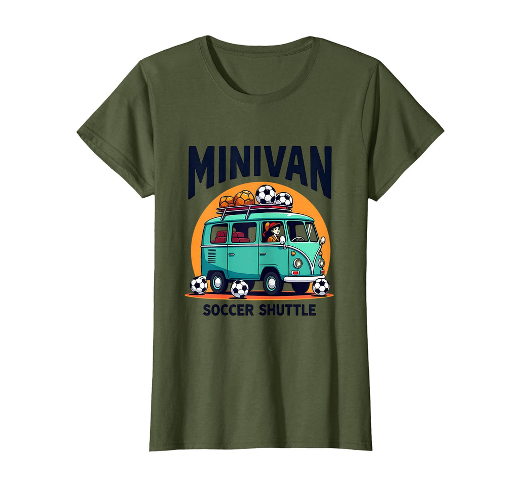 Minivan Soccer Shuttle Funny Soccer T-Shirt - Novelty Apparel for Adults
