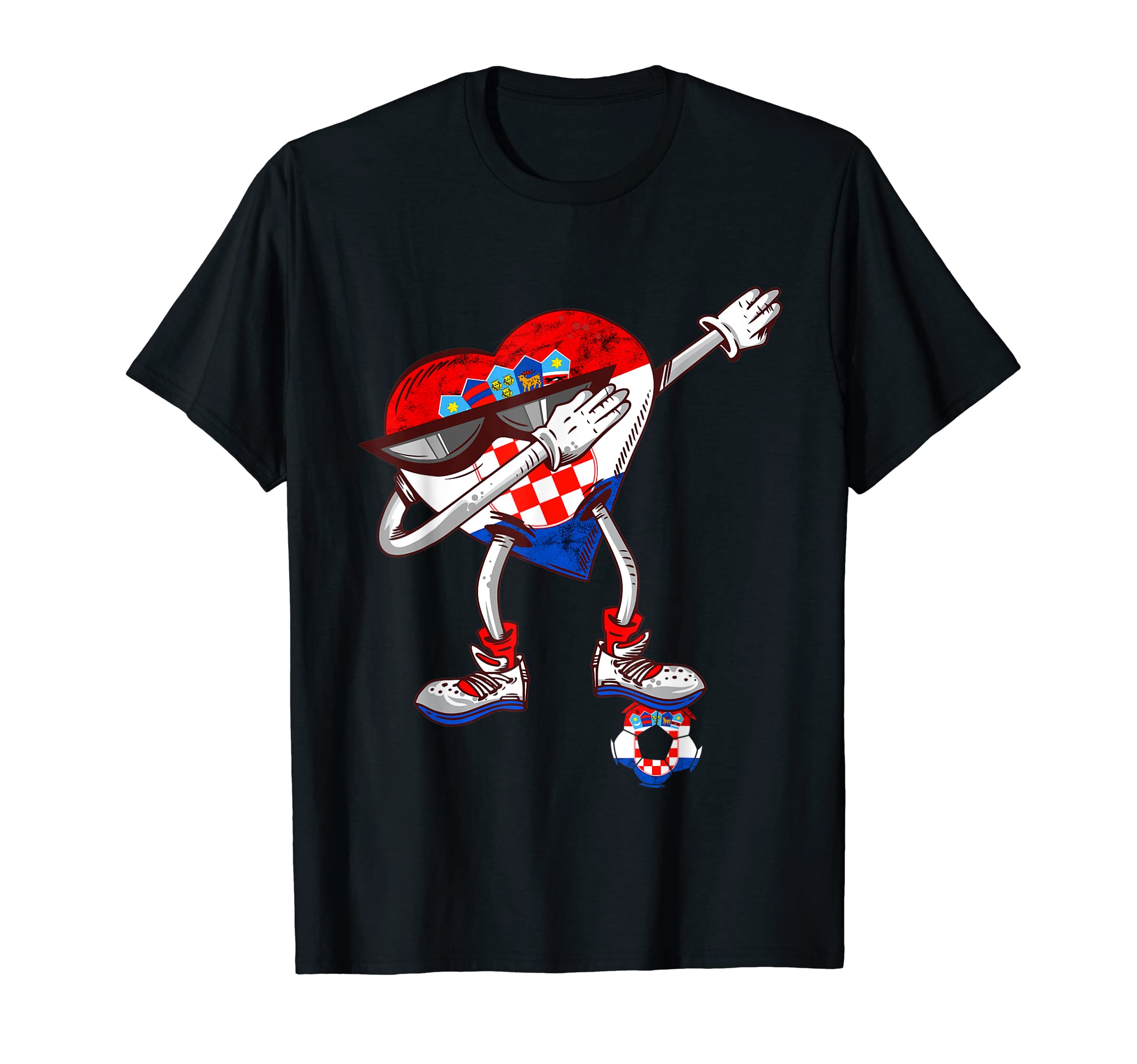 Croatia Dabbing Heart Hrvatska Soccer T-Shirt - Trendy Graphic for Adults