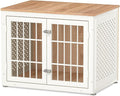 32" Heavy Duty Dog Crate Furniture for Small and Medium Dogs, Metal Kennel for High Anxiety Dogs, Chew Proof Pet Cage Indoor, Decorative Dog Kennel End Table, White