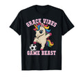 Grace Vibes Soccer Unicorn Just Who T-Shirt - Minimalist Print Men Women