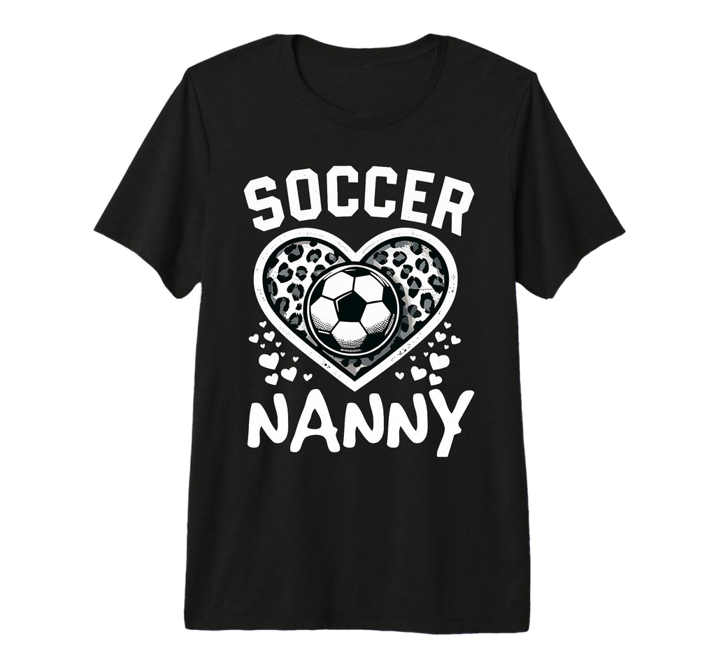 Soccer Nanny Leopard Heart Nanny Soccer T-Shirt - Graphic Print Men Women