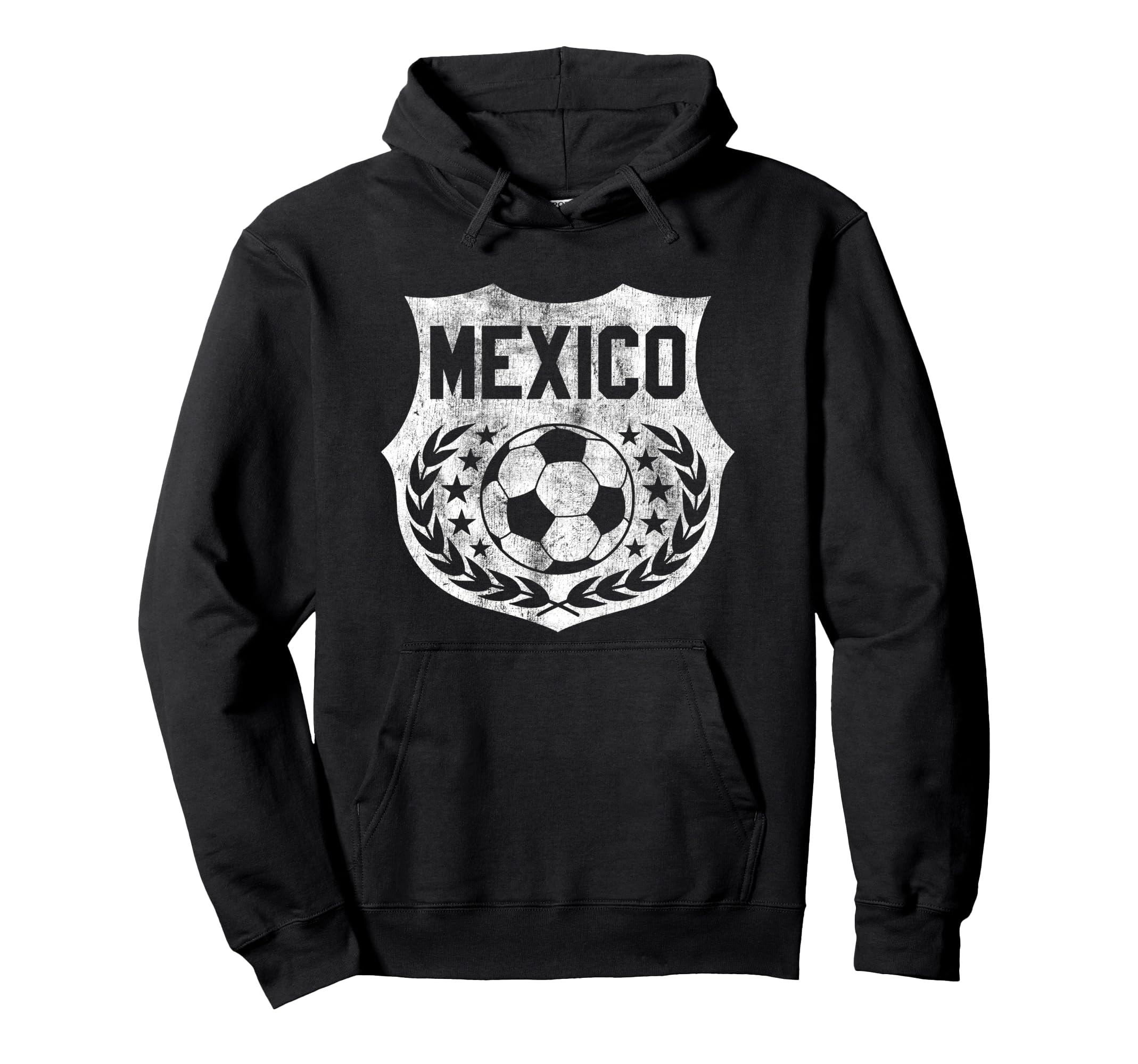 Mexico Soccer Distressed Shield Badge Hoodie - Trendy Graphic Unisex
