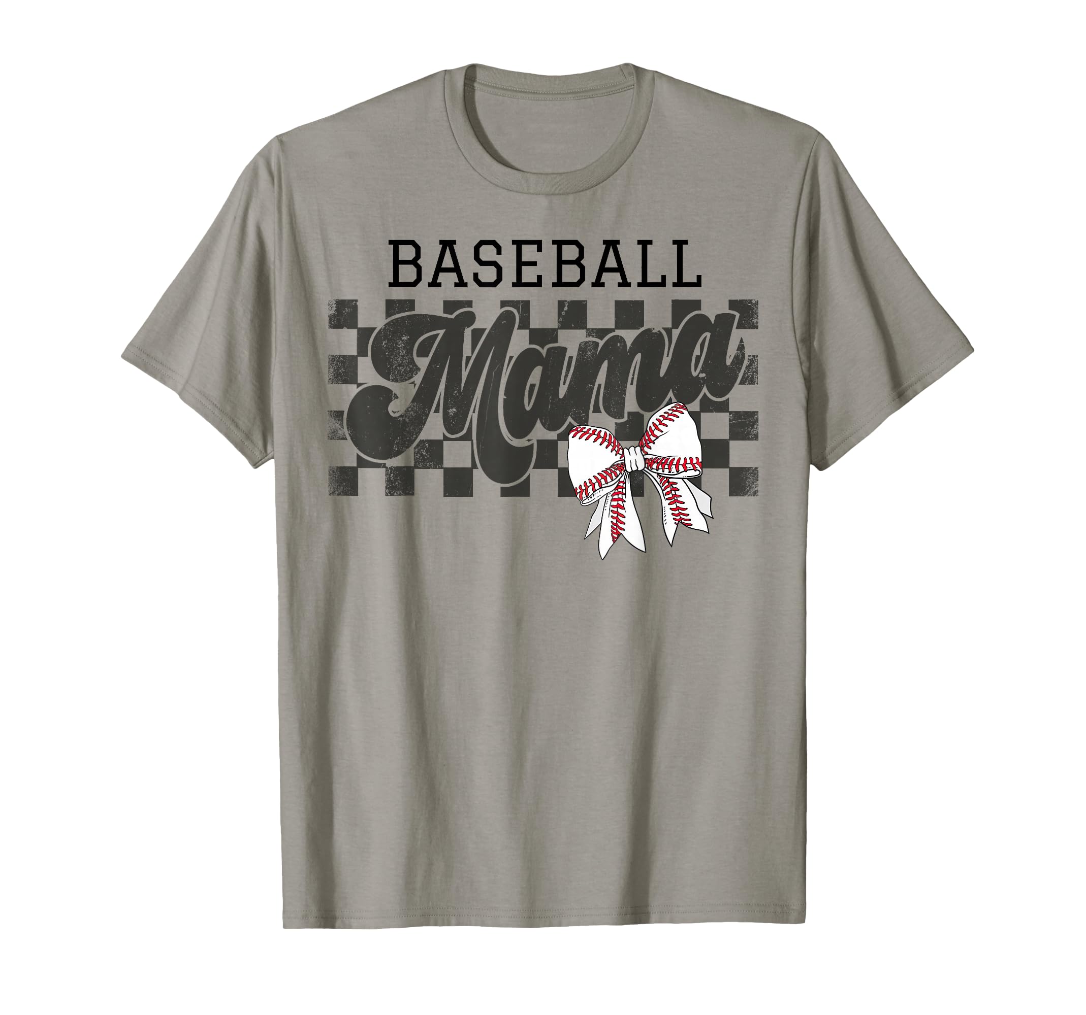 Baseball Mama Checkered Baseball Mom T-Shirt - Streetwear Style for Adults