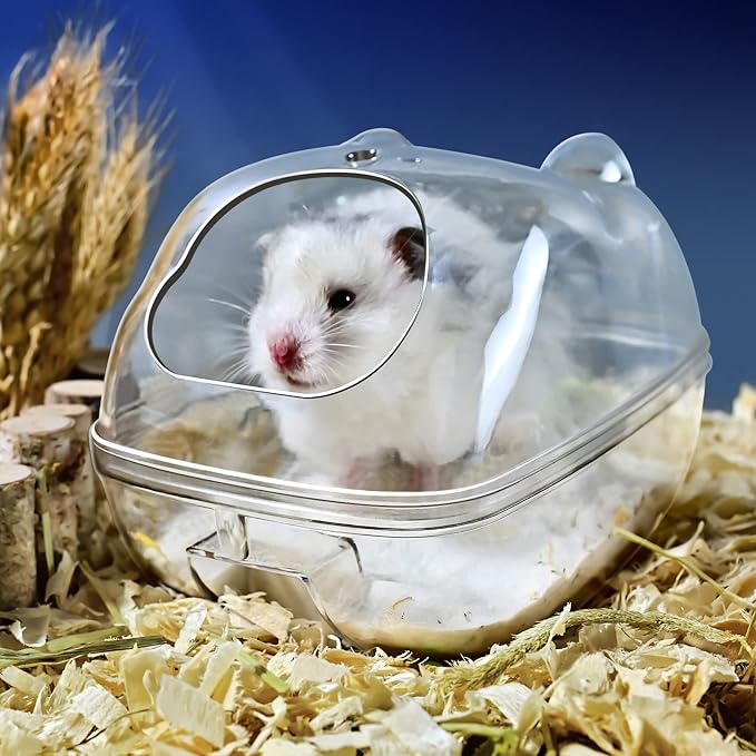 Hamster Bathtub,Hamster Bathroom,Small Animal Habitat Décor,Sand Bath Container Transparent Beds,Hamster Bed,Ice Bathtub,Sleep Pad Nest,Sand Bath Box for Small Pet Animals Cage Accessories（S）
