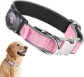Waterproof Airtag Dog Collar - Nylon Collar with Durable Airtag Holder, Reflective&Anti-Lost with Safety Metal Buckle, Soft Padded Adjustable for Small Medium Large Dogs Pink S