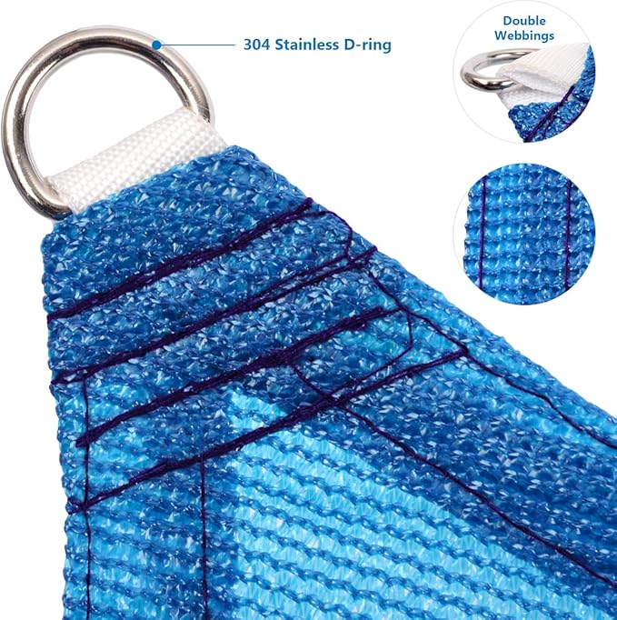 Eden's Decor Straight Flat-Edged Sun Shade Sail Rectangular 5' x 20' Blue UV-Blocking Outdoor Canopy Fabric Cloth Awning for Pergola Patio Garden Backyard Custom Size