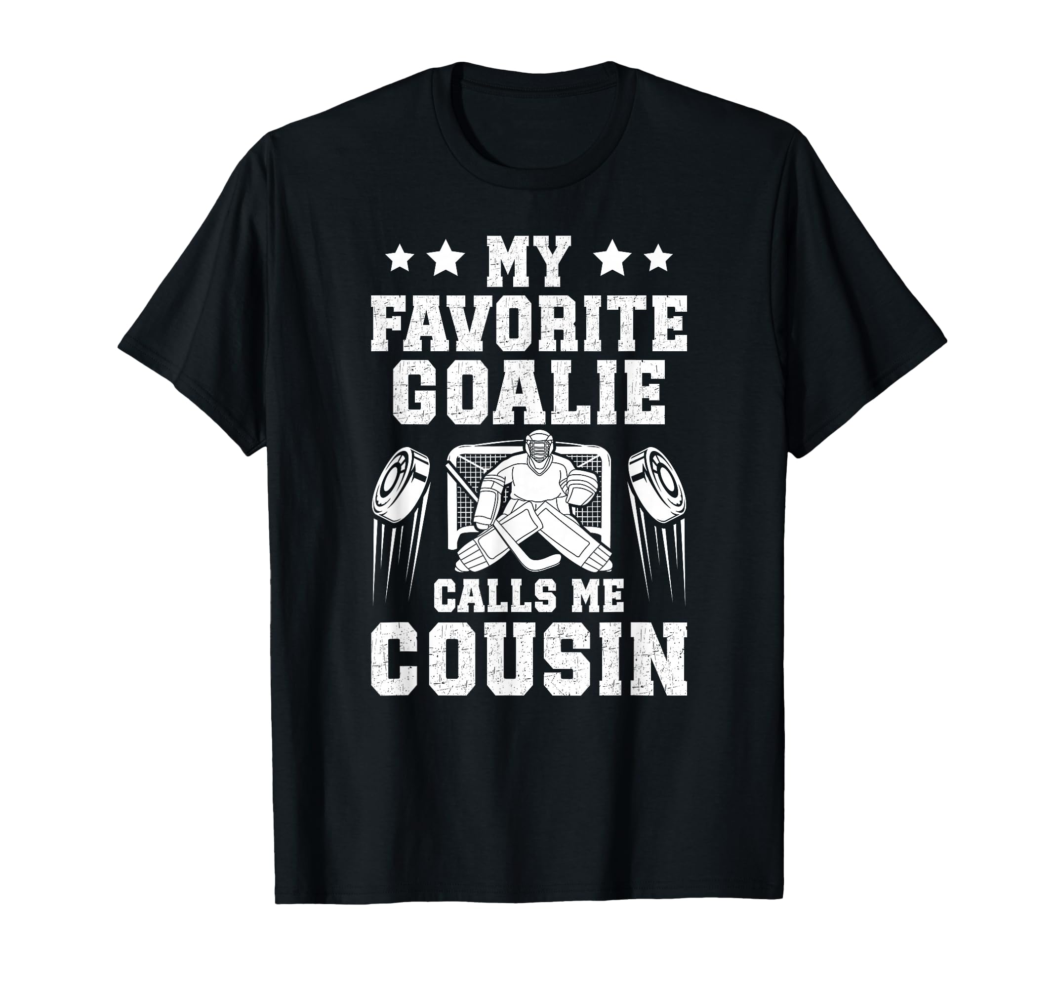 Proud Ice Hockey Goalie Cousin Hockey T-Shirt - Trendy Graphic for Adults