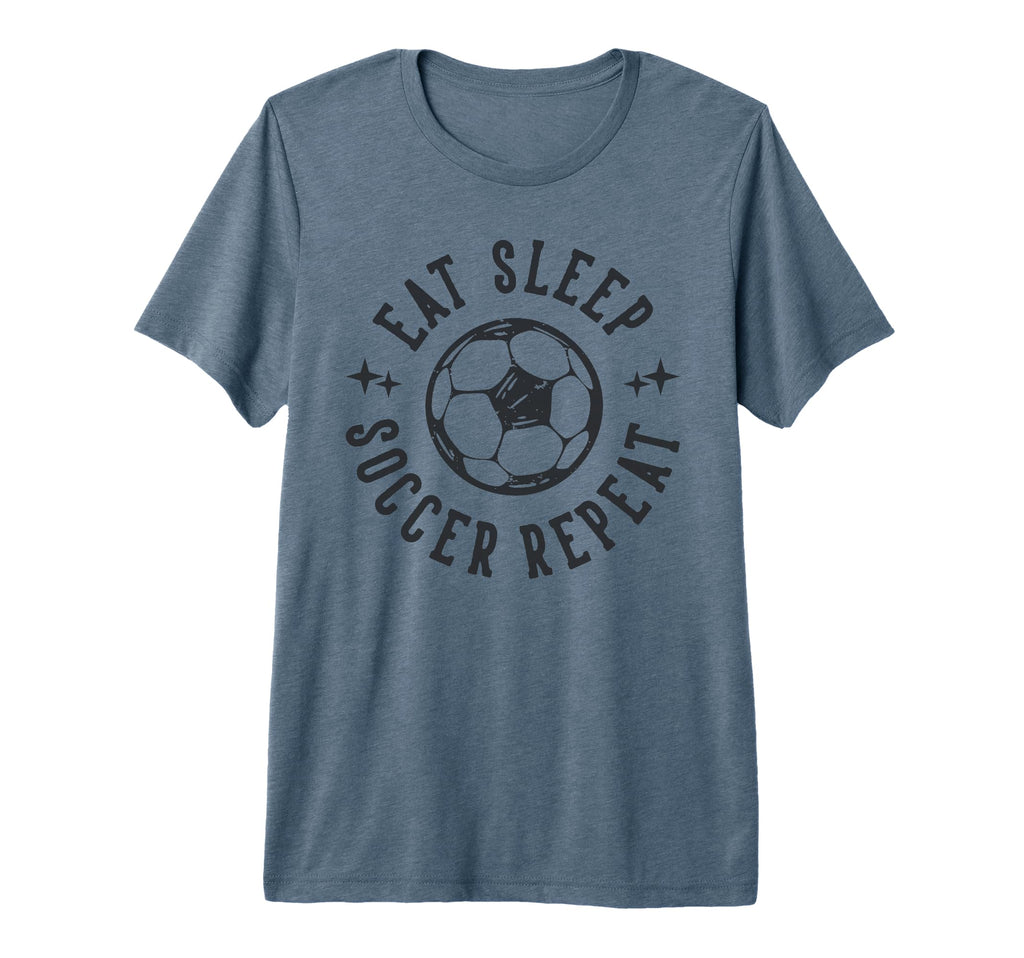 Eat Sleep Soccer Repeat Soccer Sports T-Shirt - Novelty Apparel for Adults