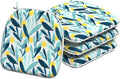 Indoor/Outdoor Chair Cushions 16x17 Inch, Patio Chair Cushions with Ties, All Weather Seat Cushions for Patio Furniture Home Garden Chair Use, Set of 4, Leaves Multi