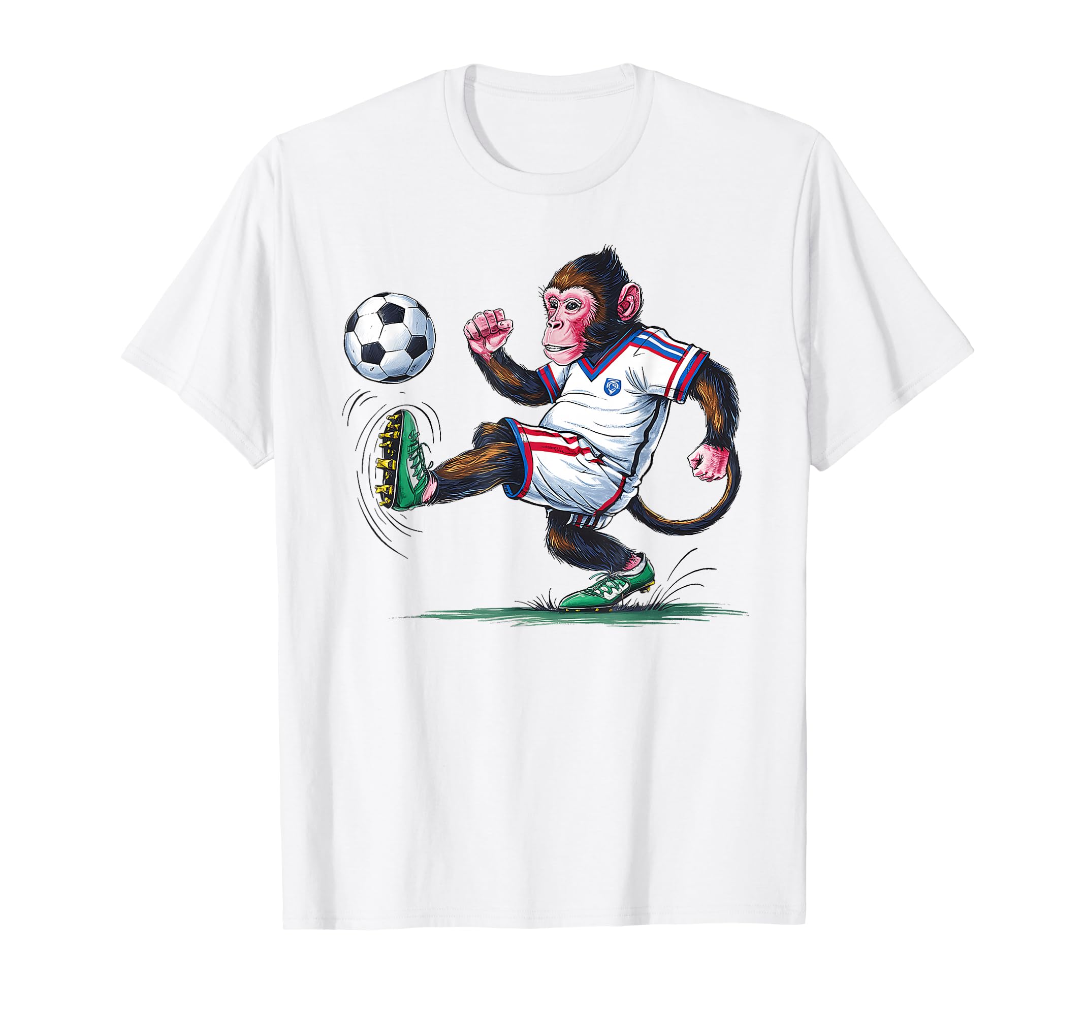 Funny Monkey Sports Monkey Playing Soccer T-Shirt - Custom Art Print Unisex