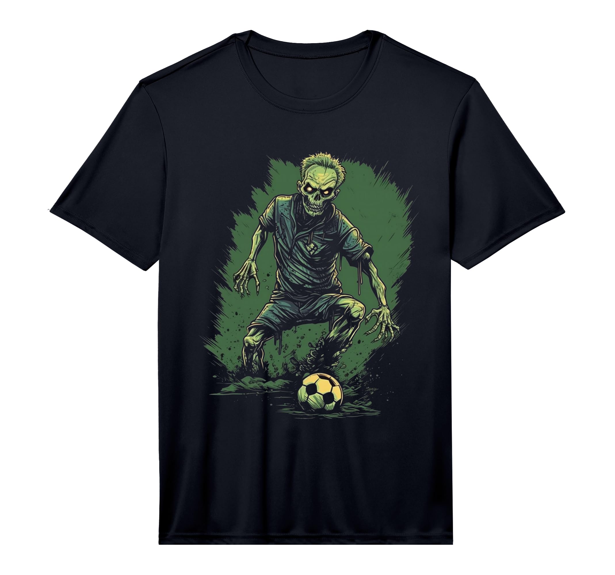 Zombie Soccer Player Halloween T-Shirt - Novelty Apparel for Adults