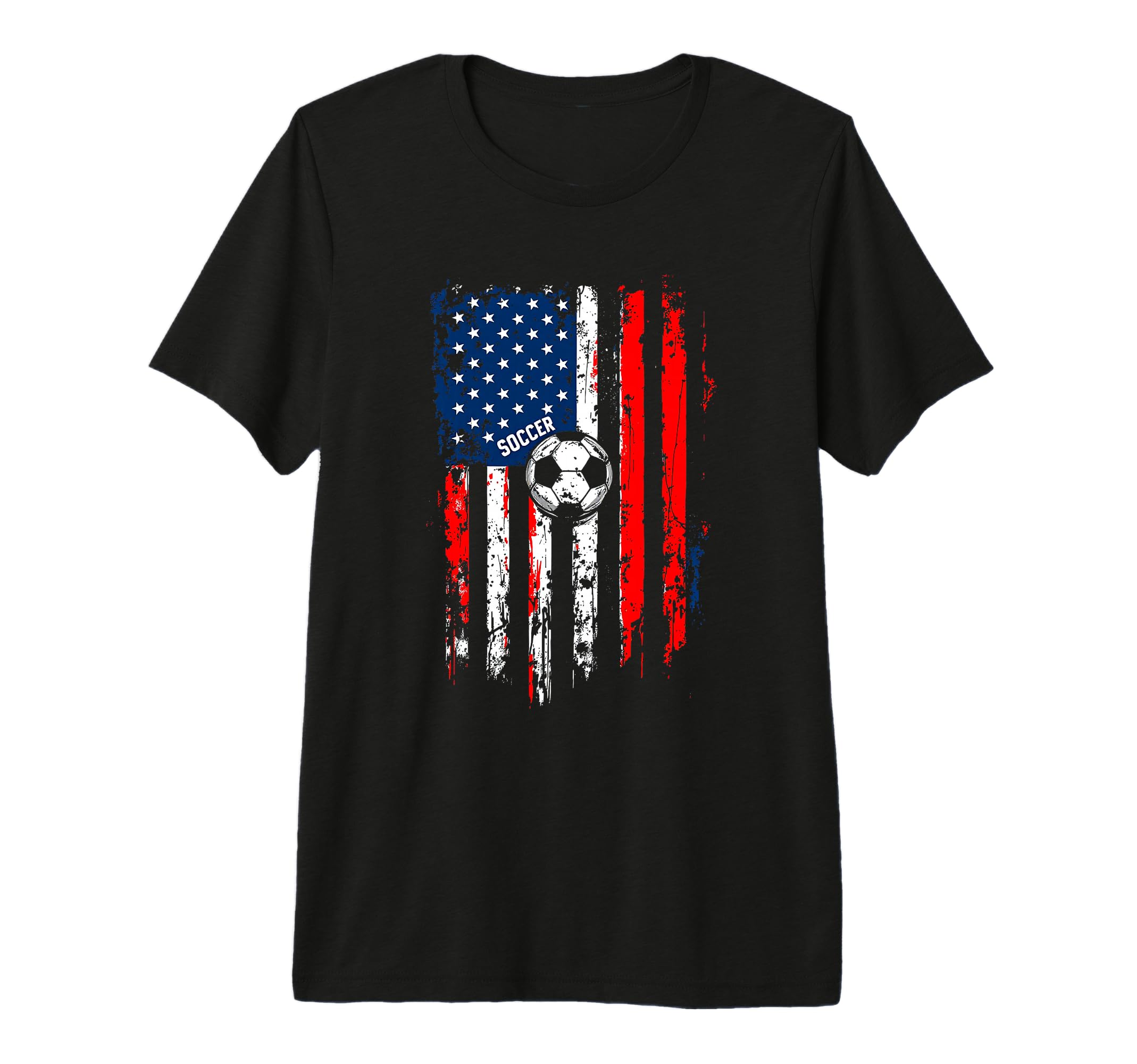 Soccer Distressed American Flag Soccer T-Shirt - Novelty Apparel Unisex
