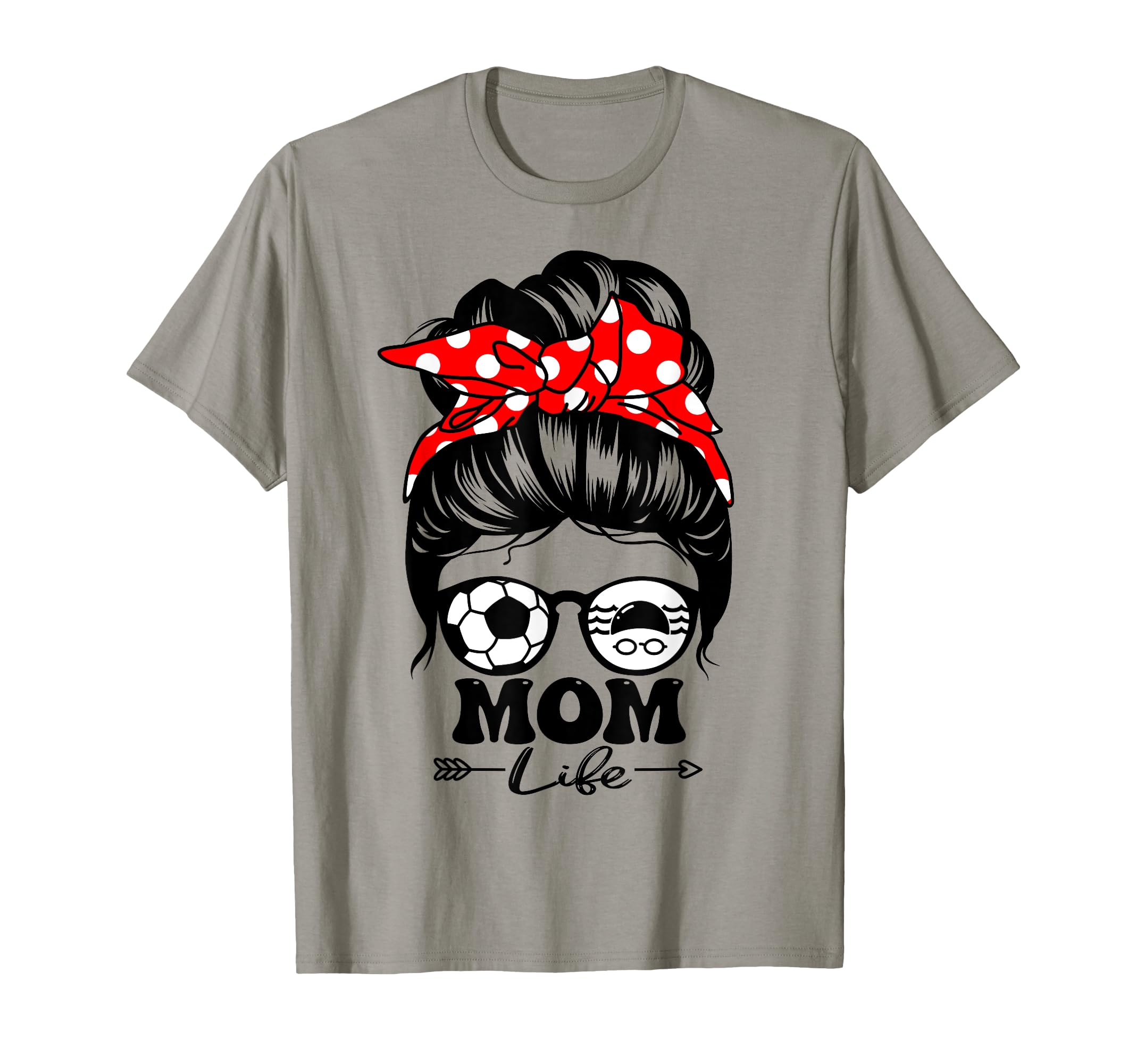 Mom Life Messy Bun Hair Funny Swim T-Shirt - Minimalist Print Unisex