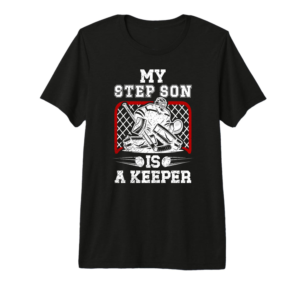 Mens Hockey Keeper Step Dad Hockey T-Shirt - Aesthetic Graphic Men Women
