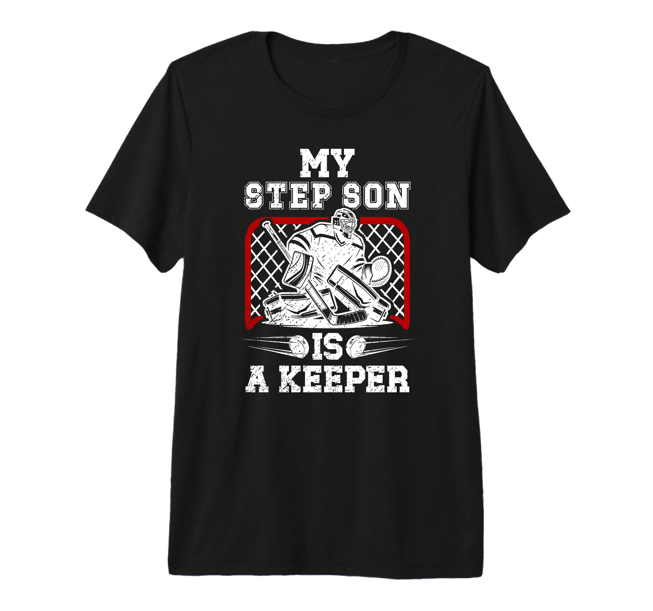 Mens Hockey Keeper Step Dad Hockey T-Shirt - Aesthetic Graphic Men Women