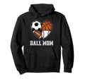 Mom Both Heart Soccer Baseball Sports Hoodie - Trendy Graphic Unisex