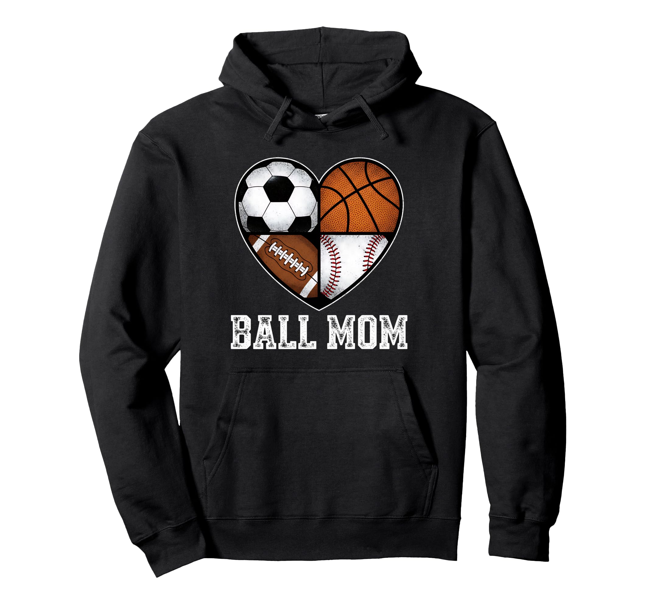 Mom Both Heart Soccer Baseball Sports Hoodie - Trendy Graphic Unisex