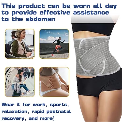 Postpartum Belly Band Wrap Back Support Natural Delivery Control Shapewear Binder Support Belt Girdle Women Tummy Control Waist Recovery Bamboo Charcoal Fiber (S Grey)