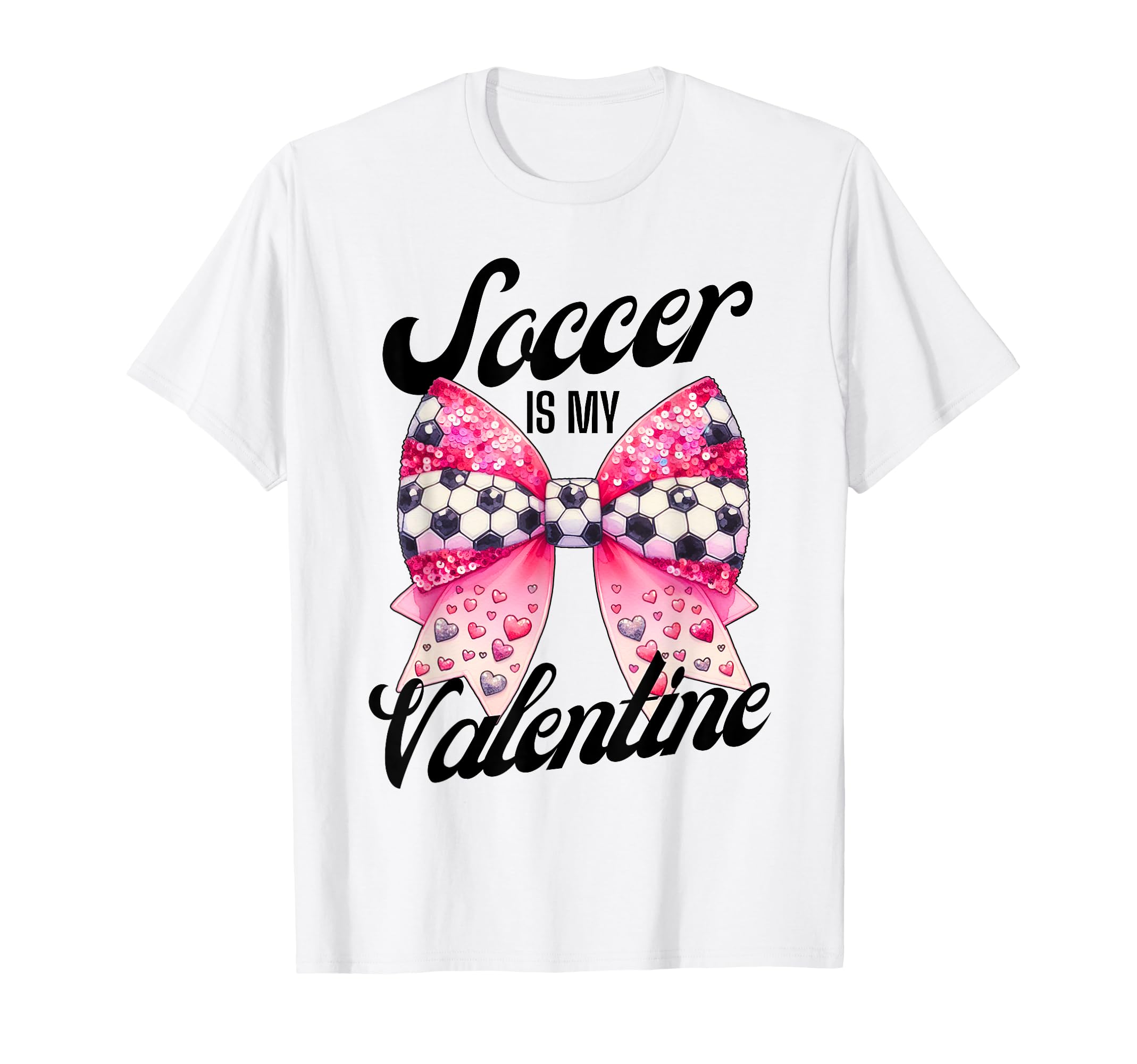 Soccer Is My Valentine Coquette Bow T-Shirt - Unique Graphic for Adults
