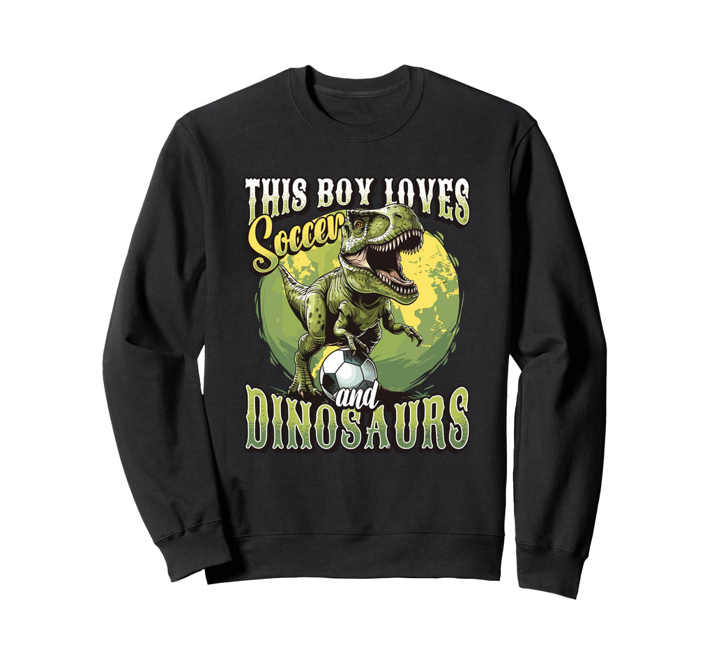 This Loves Soccer And Dinosaurs Playing Sweatshirt - Trendy Graphic Unisex