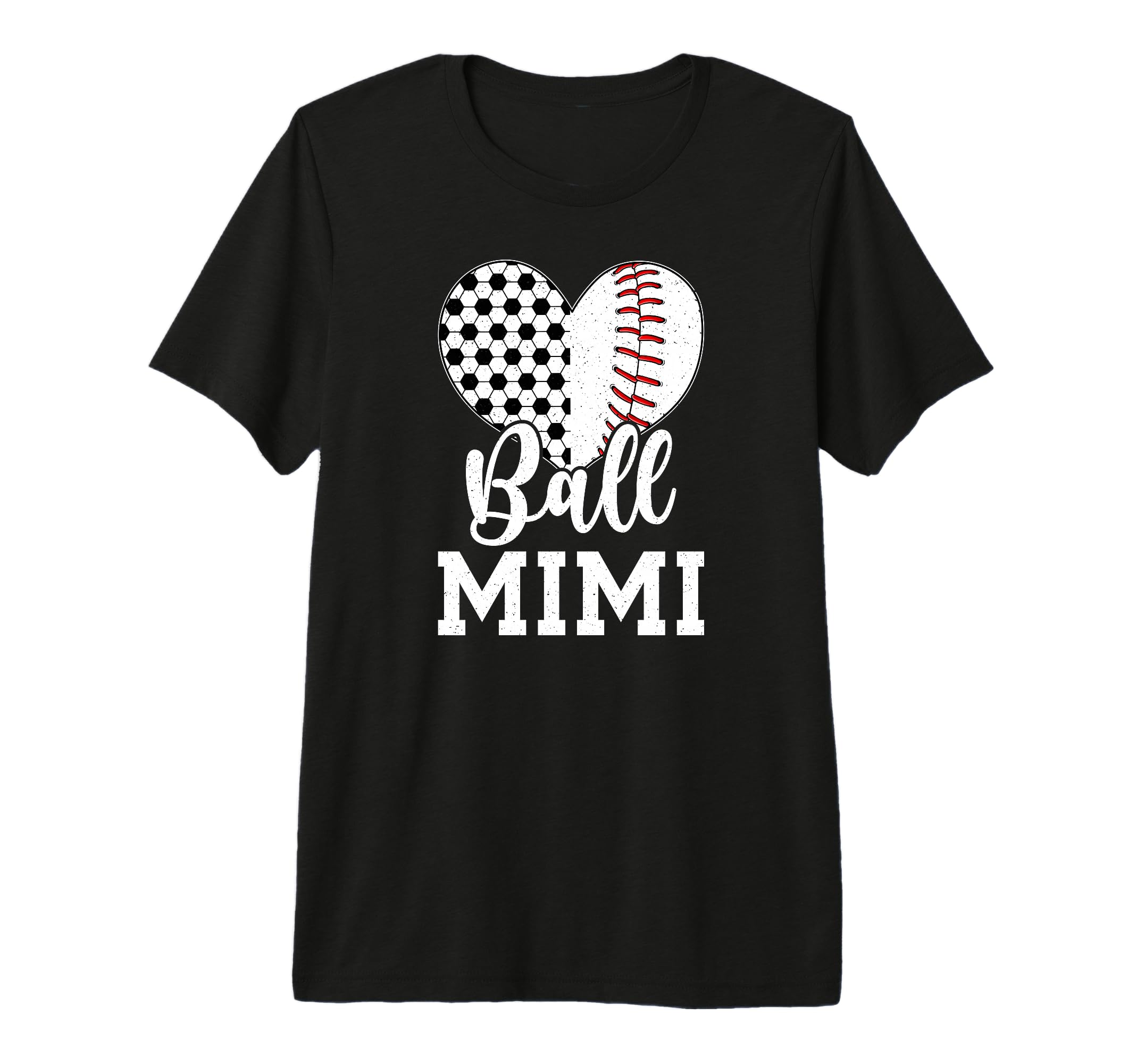 Ball Mimi Grandma Heart Baseball T-Shirt - Casual Everyday Wear Men Women