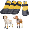 Dog Shoes Lightweight Dog Boots-Breathable Knitted Paw Protector with Adjustable Strap for Hot Pavement, Rain Walking, Hardwood Floors Anti Slip Reduce Noise, Prevent Licking Paws(Yellow,L)