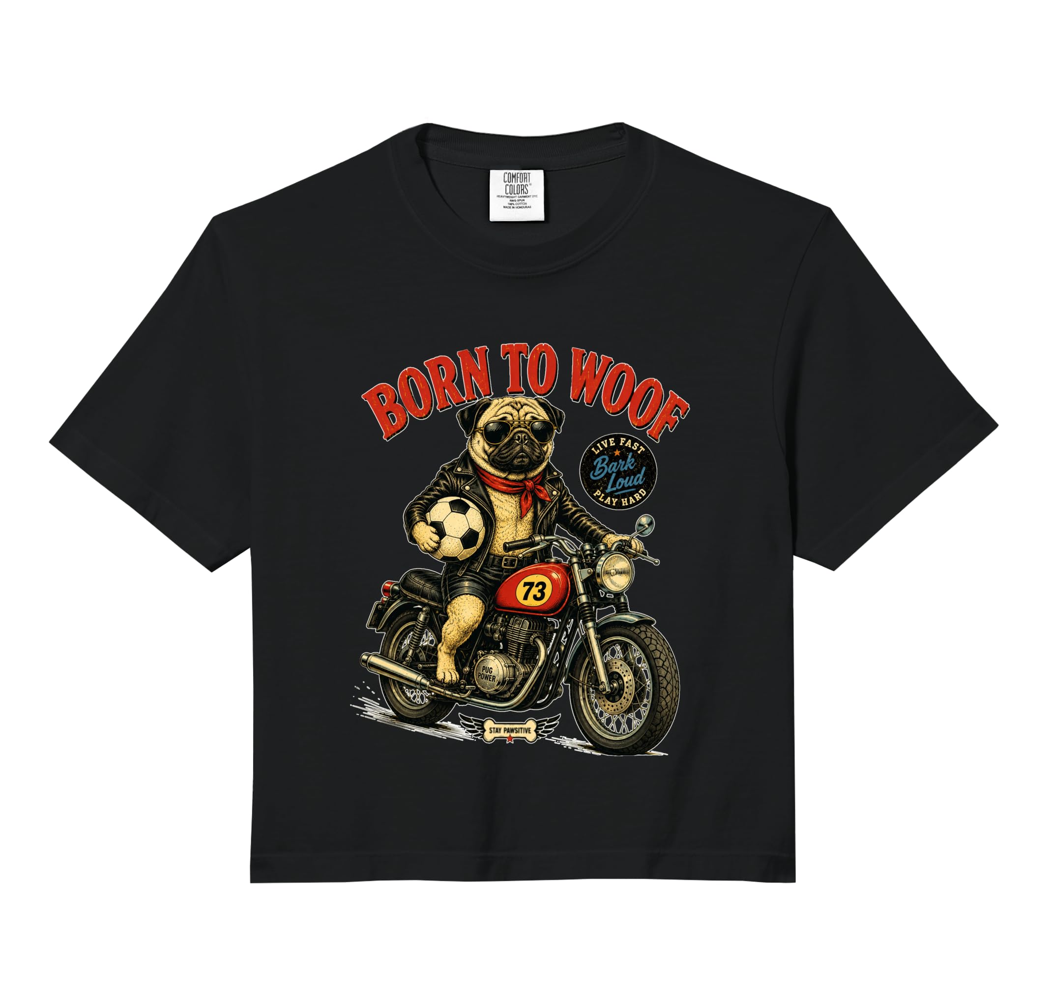 Pug Dog Motorbike Love Footbal Soccer Sweatshirt - Graphic Print Unisex