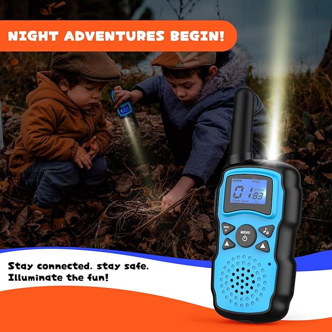 Wishouse Walkie Talkies Rechargeable for Kids Adults Long Range,Xmas Birthday Gift for Boys Girls 3 4 5 6 7 8 9 10 Year Old,Hiking Camping Gear Games Ideas Toys with Flashlight,VOX,Easy to Use 4 Pack