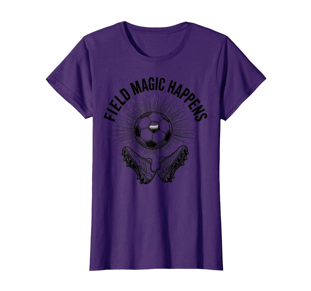 Field Magic Happens Soccer T-Shirt - Novelty Apparel for Adults