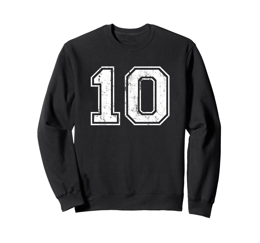 Number 10 Distressed Ten Sports Sweatshirt - Graphic Print Men Women