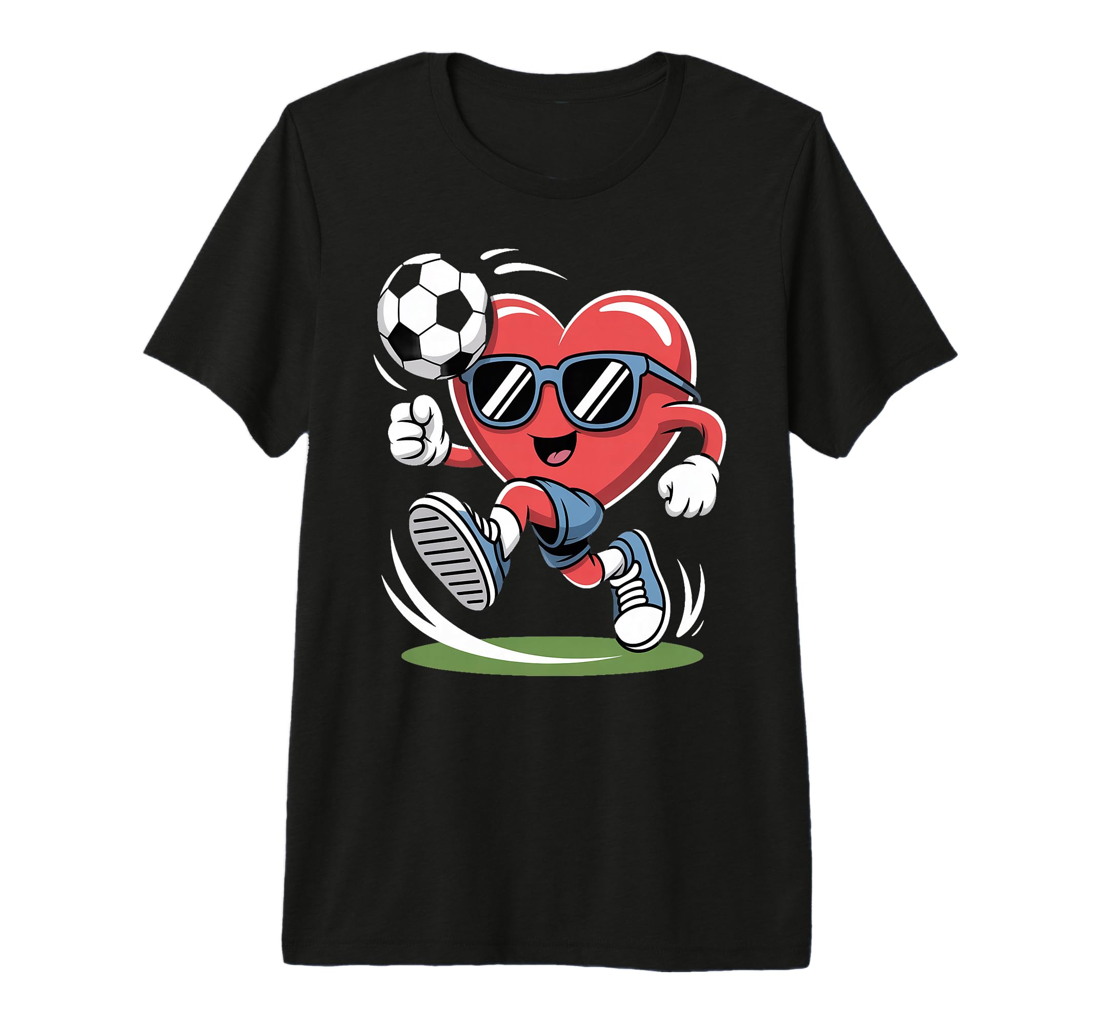 Funny Heart Playing Soccer Sunglasses T-Shirt - Unique Graphic Men Women