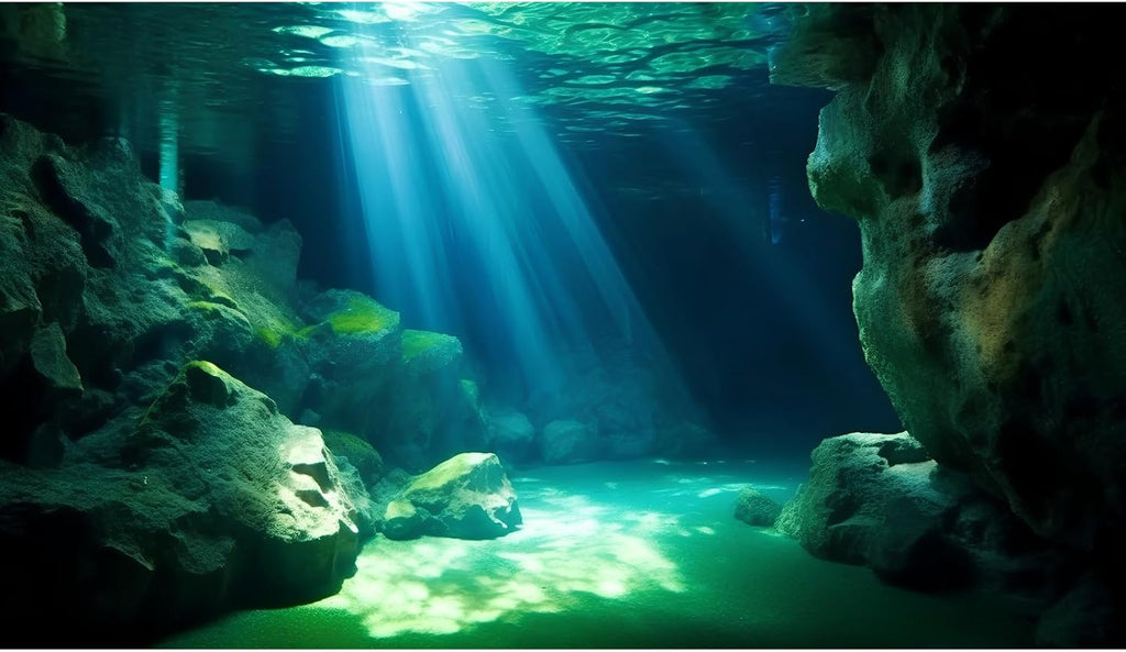 Underwater Fish Tank Background Under The Sea Cave Style Aquarium Background Ocean Floor Cave Sunlight Fish Tank Backdrop Tropical Fish Aquarium Terrarium Backgrounds Decorations 30x18in