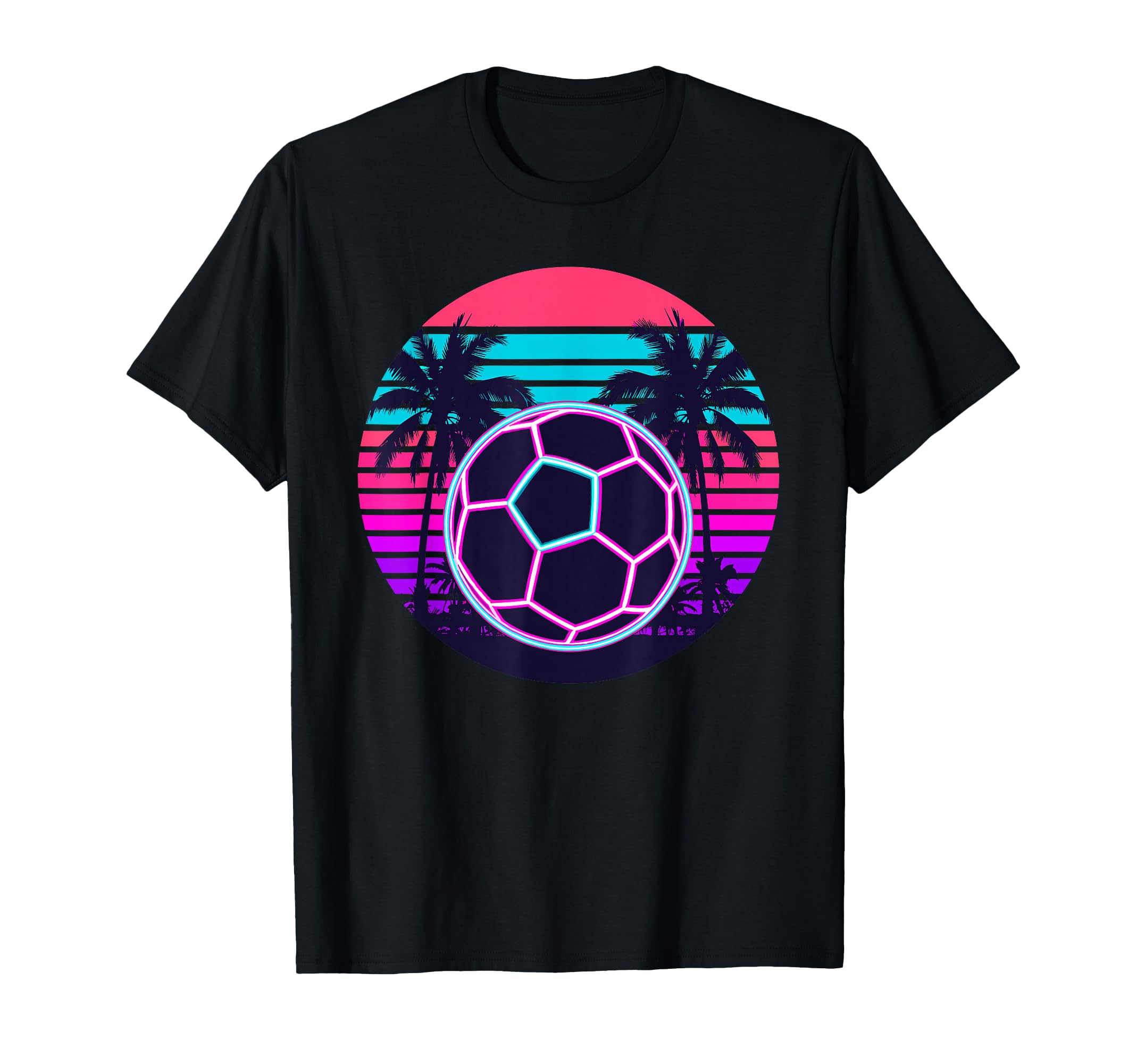 Beach Palm Soccer Ball Football T-Shirt - Novelty Apparel for Adults