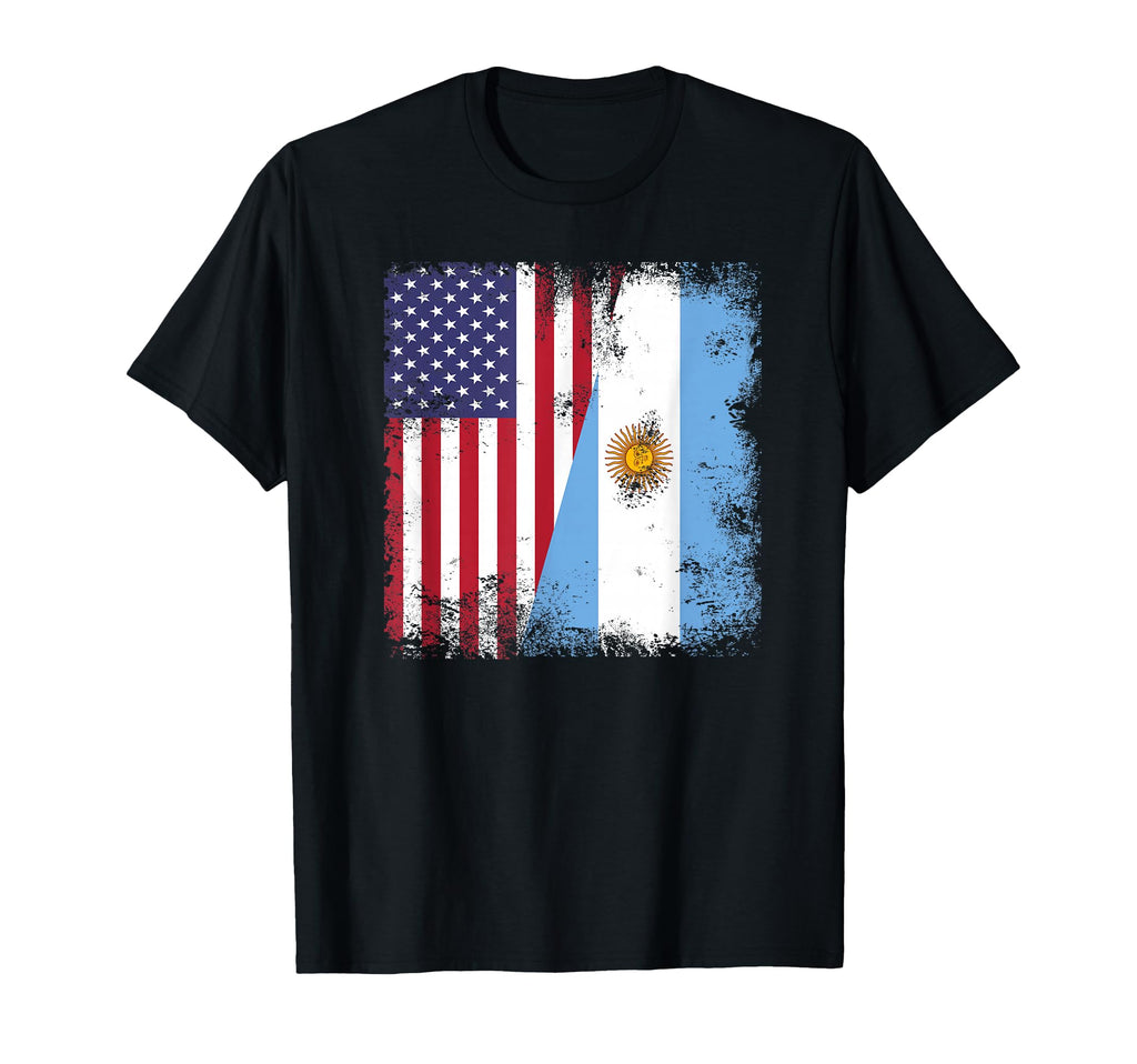Half Argentinian Flag Argentina Usa T-Shirt - Streetwear Style Men Women