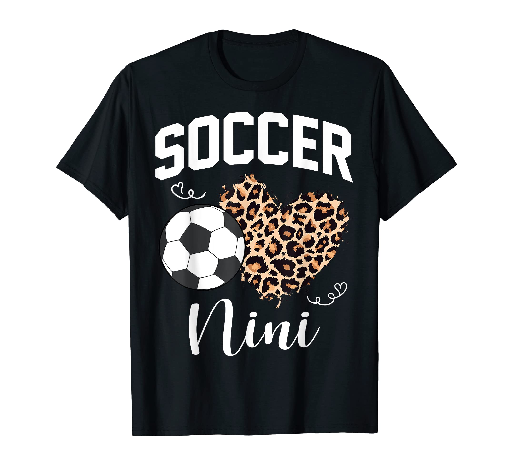 Soccer Nini Heart Leopard Mom Grandma T-Shirt - Aesthetic Graphic Unisex