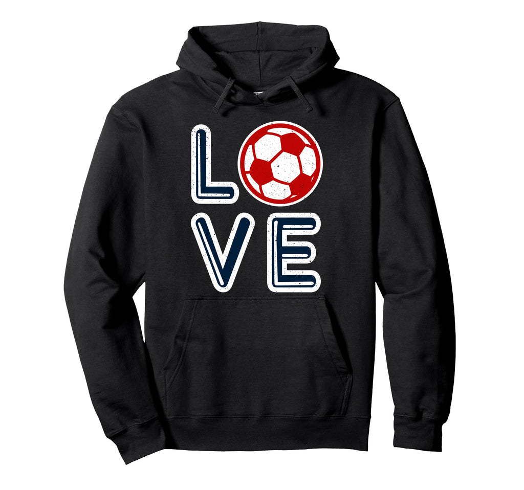 Great Heart I Love Football Soccer Fan Hoodie - Novelty Apparel for Adults