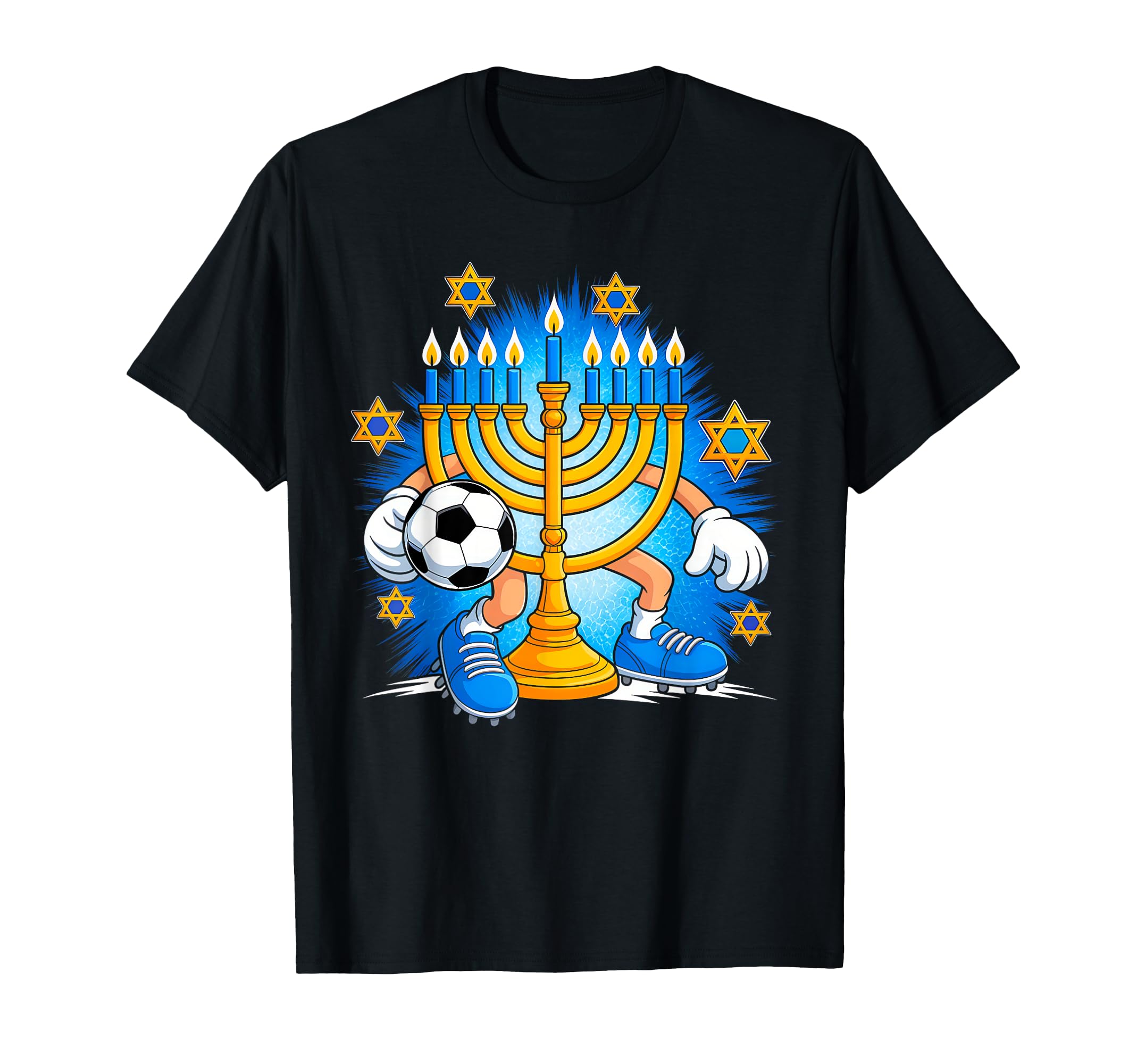 Menorah Playing Soccer Happy T-Shirt - Aesthetic Graphic Men Women