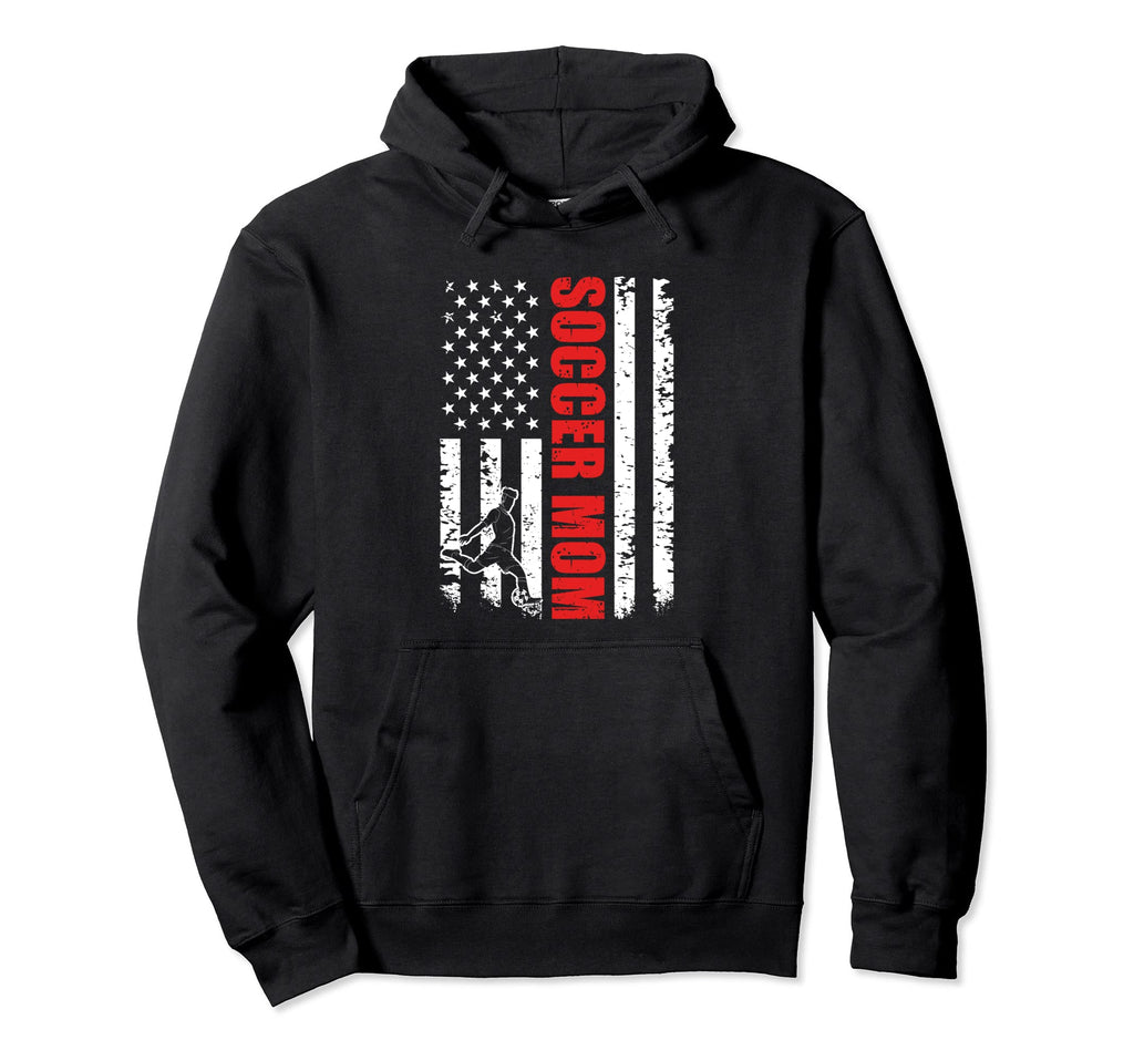 Mother Soccer Mom Sport Fan Usa Flag Hoodie - Trendy Graphic Unisex