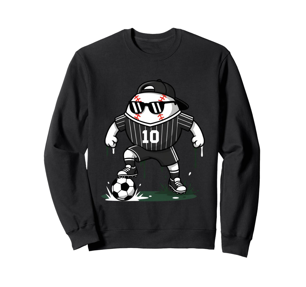 Baseball Soccer Player Sunglasses Sweatshirt - Graphic Print for Adults