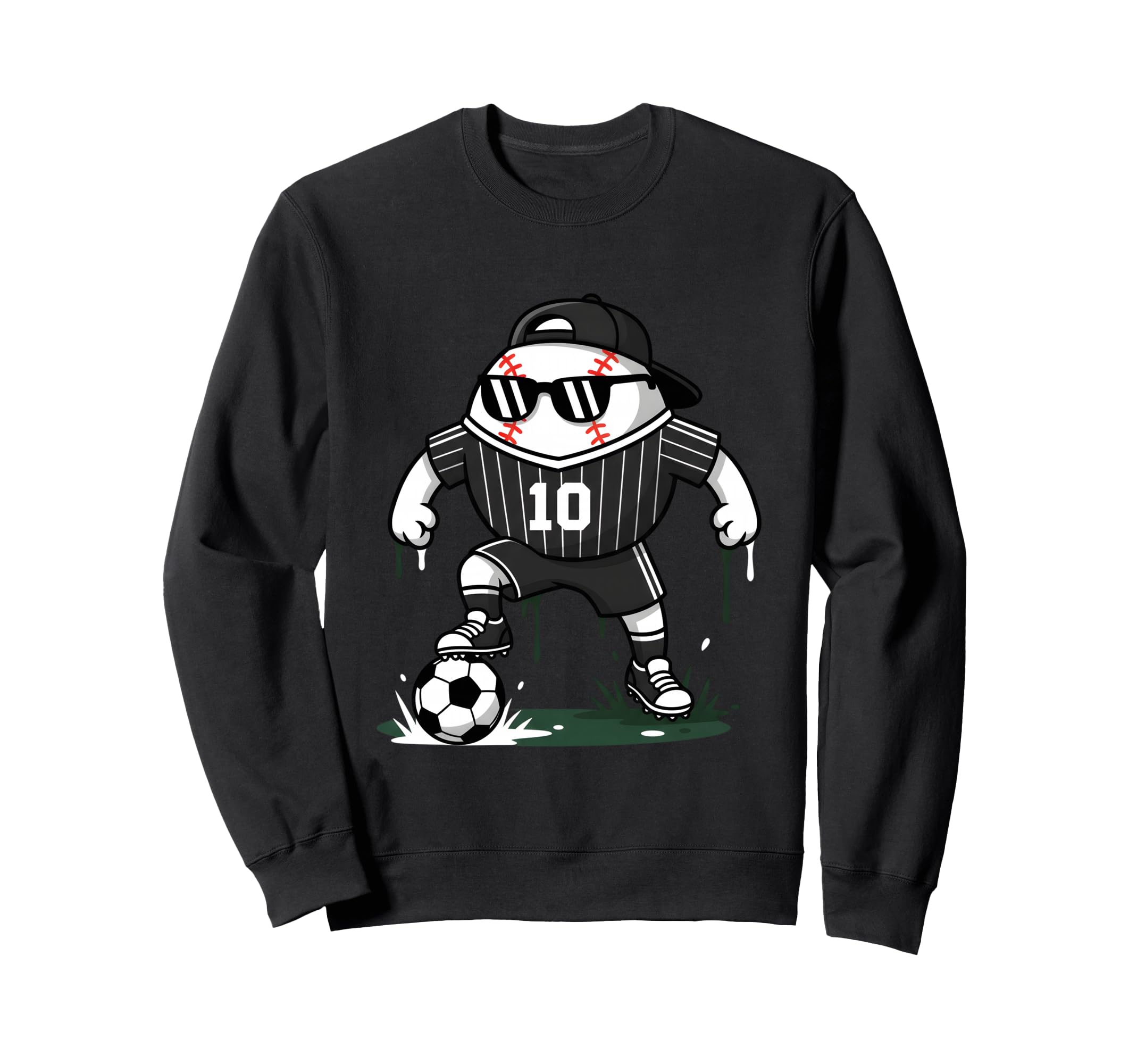 Baseball Soccer Player Sunglasses Sweatshirt - Graphic Print for Adults