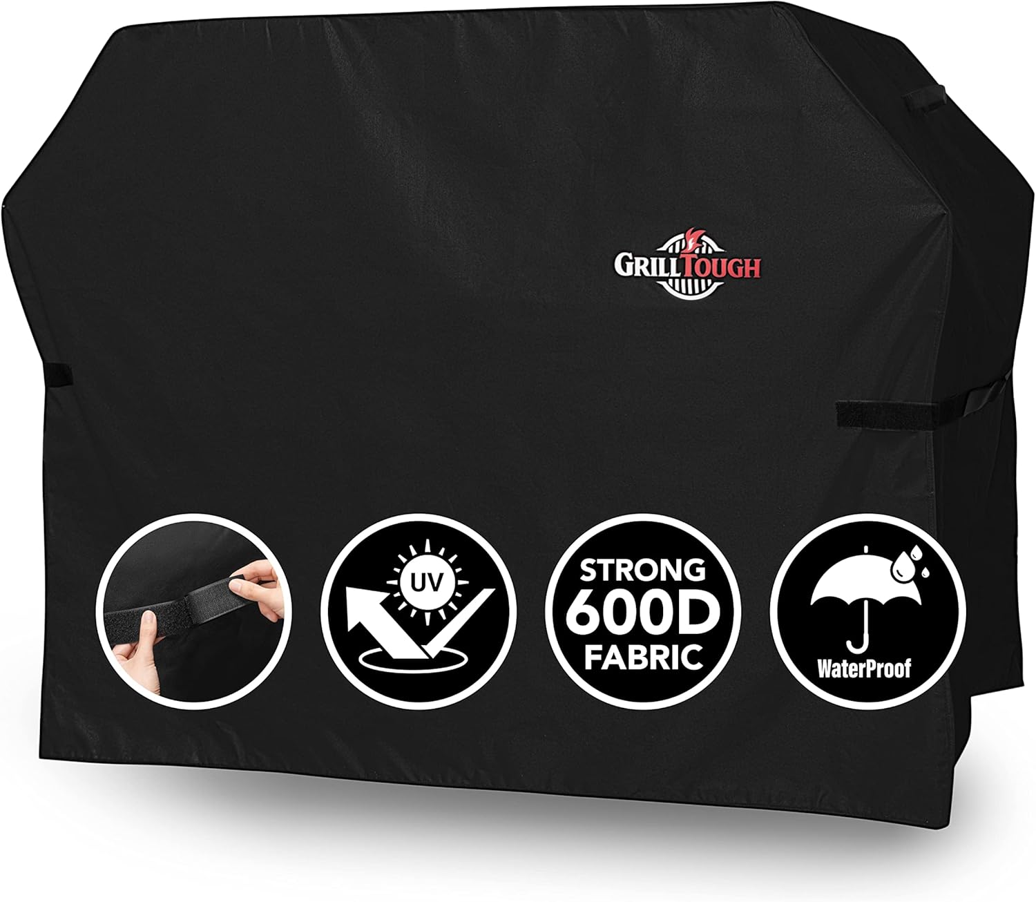 Heavy Duty BBQ Grill Cover for Outdoor Grill, 72 Inch – Waterproof, Weather Resistant, UV & Fade Resistant with Adjustable Straps – Gas Grill Cover for Weber, Genesis, Charbroil, etc. Black