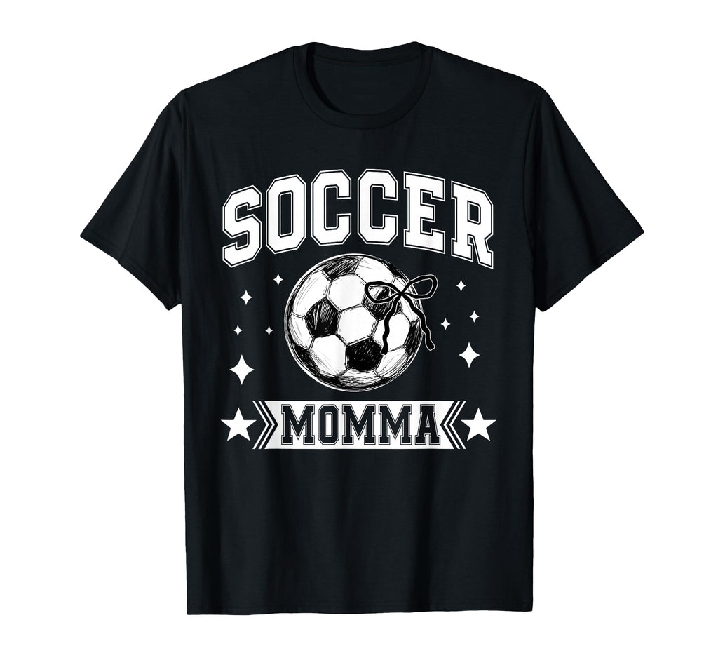 Coquette Bow Soccer Momma Soccer Team T-Shirt - Minimalist Print Men Women