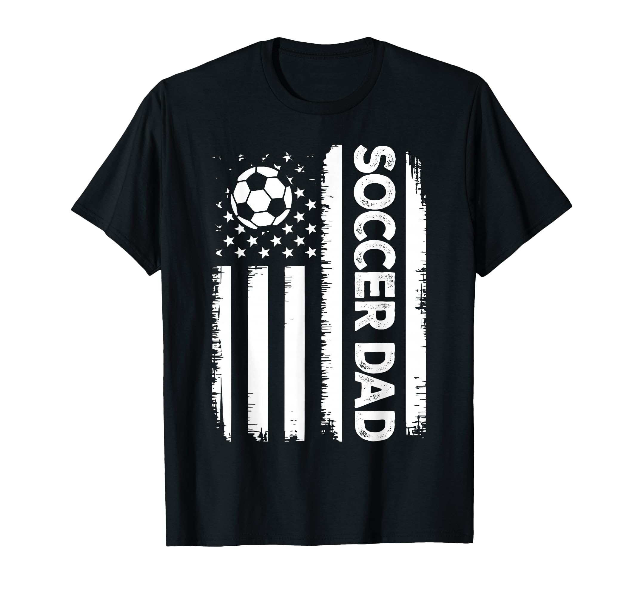 Soccer Dad American Flag Distressed T-Shirt - Fun Novelty Design Men Women