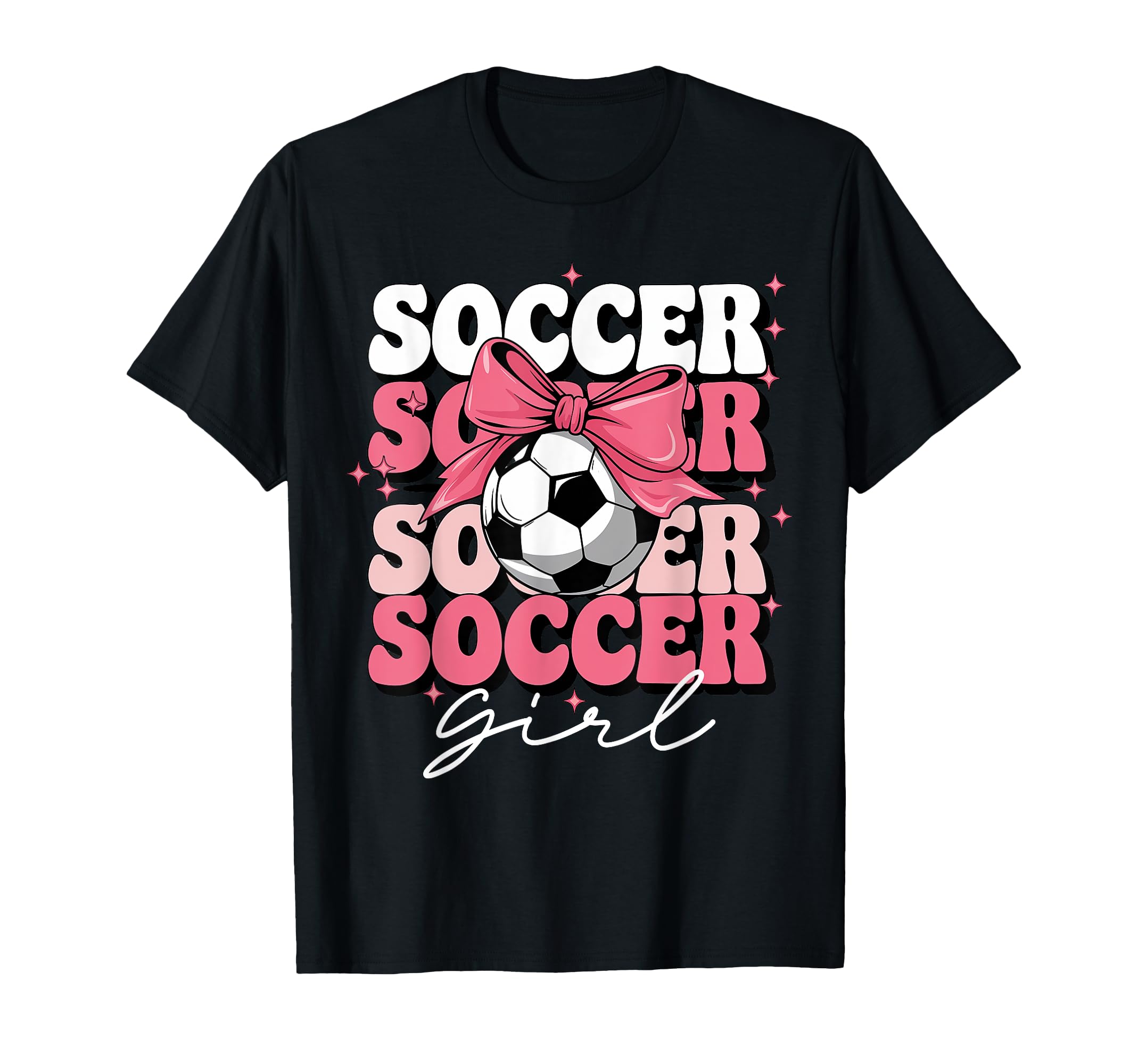 Groovy Soccer Coquette Bow Soccer T-Shirt - Trendy Graphic Unisex