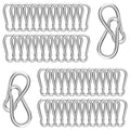 50PCS M4 Spring Snap Hook Carabiner, Heavy Duty Galvanized Steel Carabiner Clip, 110LBS Holding Capacity Spring Clips for Hammock Swing Outdoor Travel