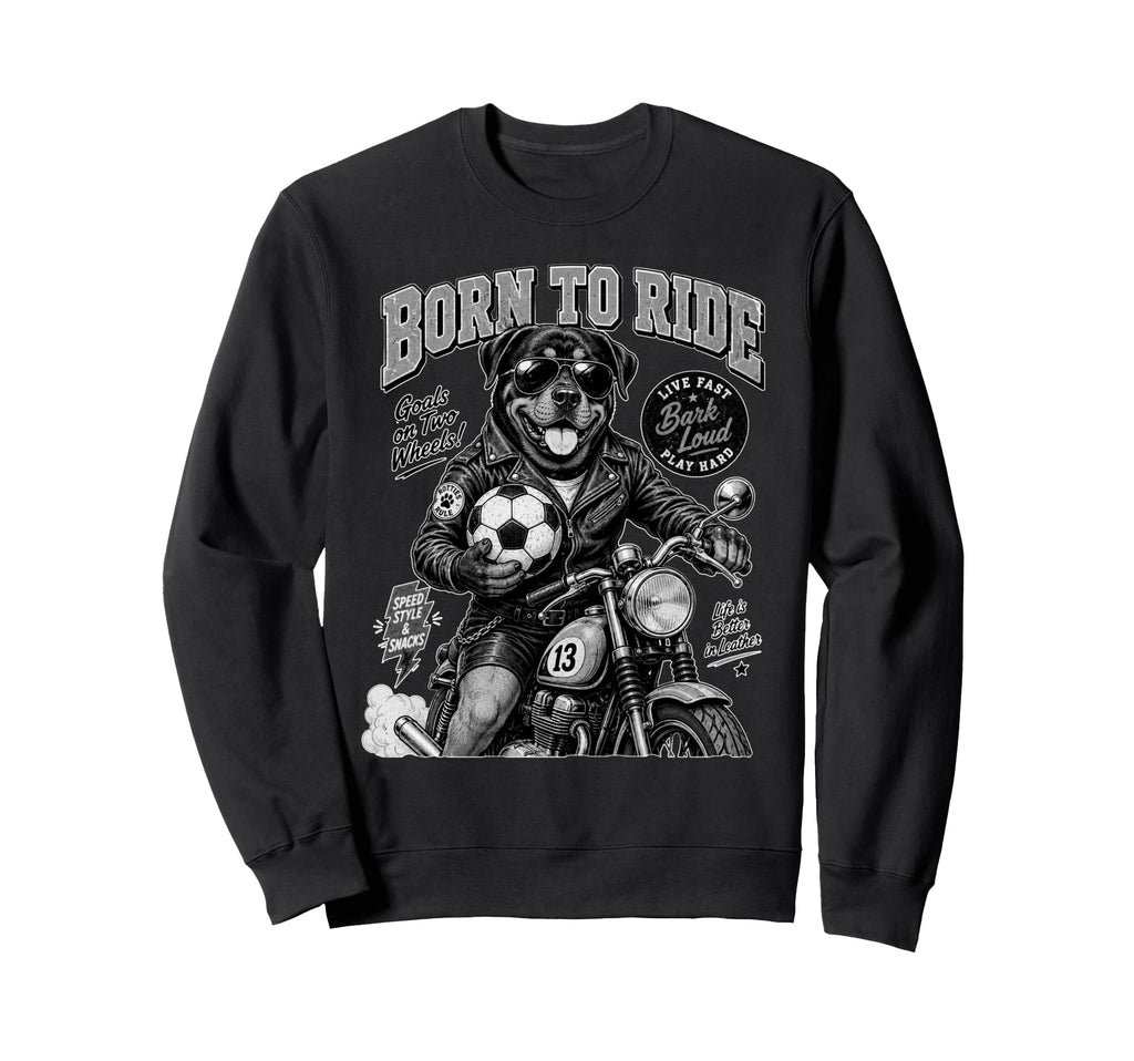 Rottweiler Ride Motorbike Love Sweatshirt - Unique Graphic Men Women