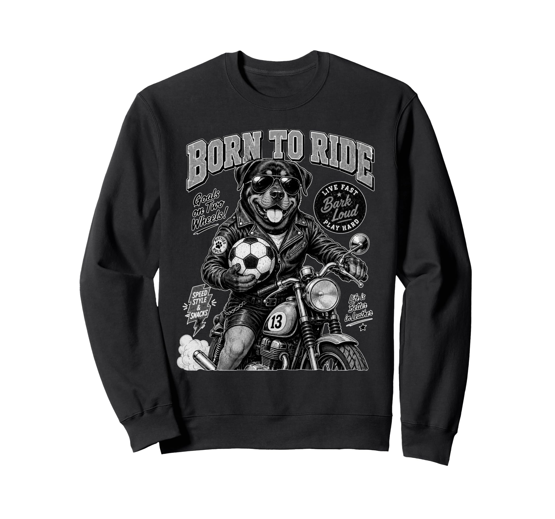 Rottweiler Ride Motorbike Love Sweatshirt - Unique Graphic Men Women